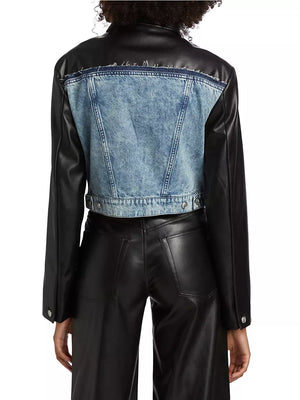 Rag & Bone Alexa Denim & Faux Leather Crop Jacket