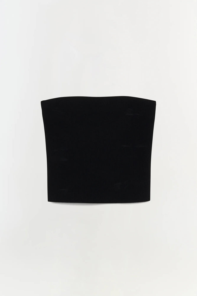 SIMKHAI Nicole Strapless Compact Knit Top in Black