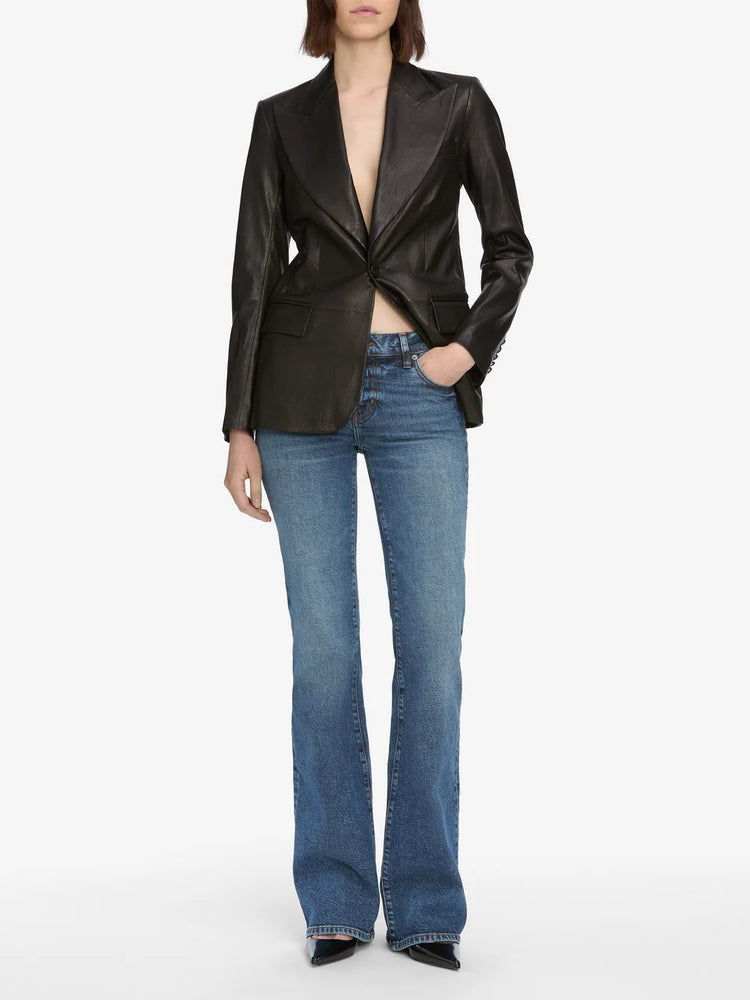 FRAME The Peak Lapel Leather Blazer