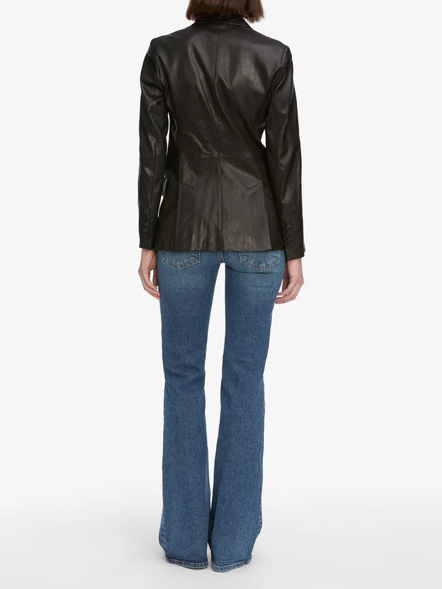 FRAME The Peak Lapel Leather Blazer