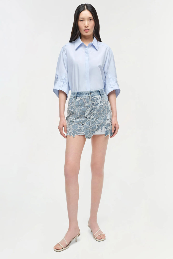 SIMKHAI Winnie Floral Denim Mini Skirt