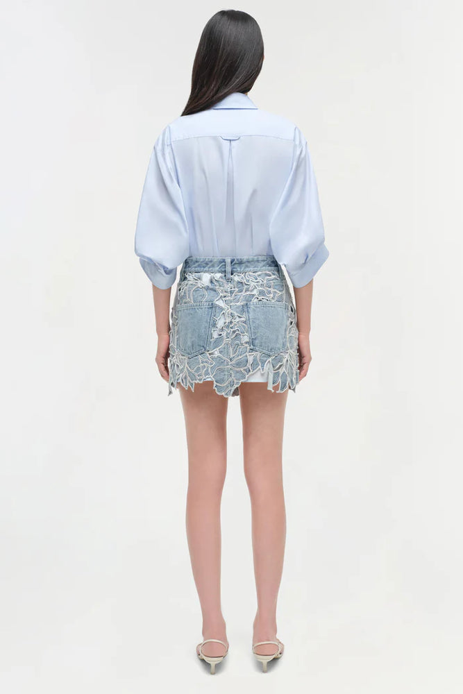 SIMKHAI Winnie Floral Denim Mini Skirt