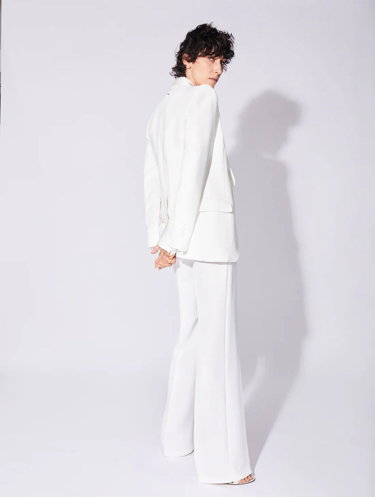 BARBARA BUI crepe fitted suit jacket with satin collar white