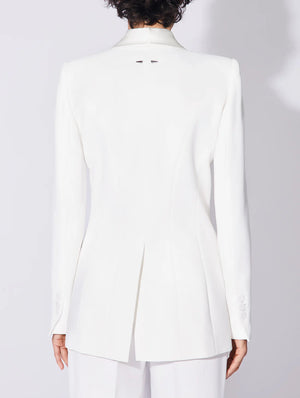 BARBARA BUI crepe fitted suit jacket with satin collar white