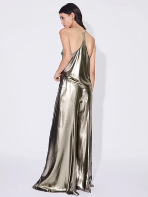 BARBARA BUI Gold lamé open back camisole top