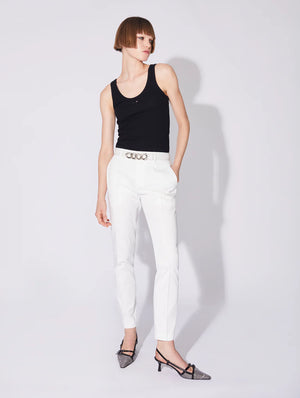 BARBARA BUI Pantalon Roxy en satin de coton stretch blanc