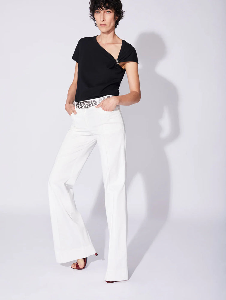 BARBARA BUI stretch cotton satin flared trousers white