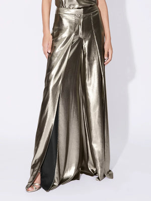 BARBARA BUI Gold lamé split leg culotte trousers