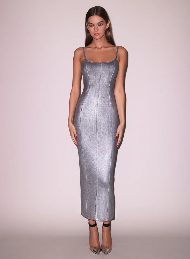 Fleur du mal Flash Rib Dress metallic gunmetal