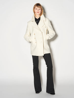 BARBARA BUI WOOL AND CASHMERE PEACOAT ivory