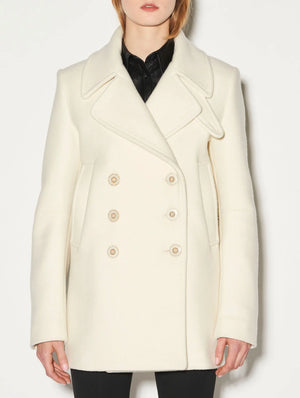 BARBARA BUI WOOL AND CASHMERE PEACOAT ivory