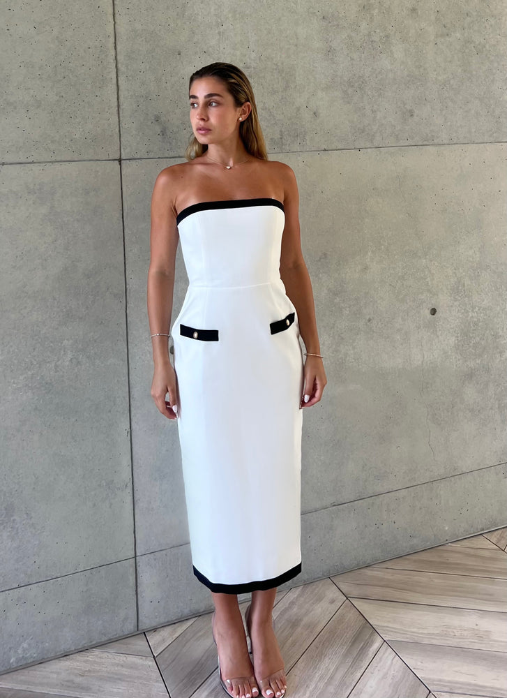 AMANDA UPRICHARD strapless Midi Dress