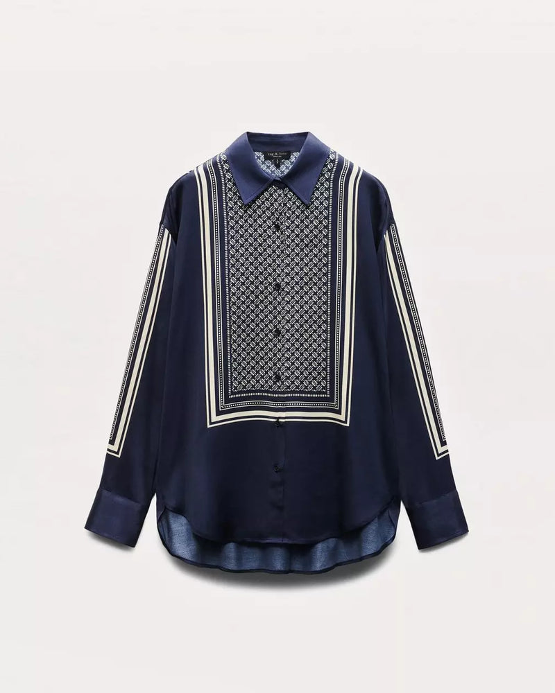 Rag & Bone Jessica Scarf-Print Satin Shirt
