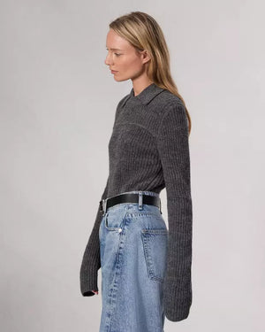 Rag & Bone Madix Polo Sweater in Charoal