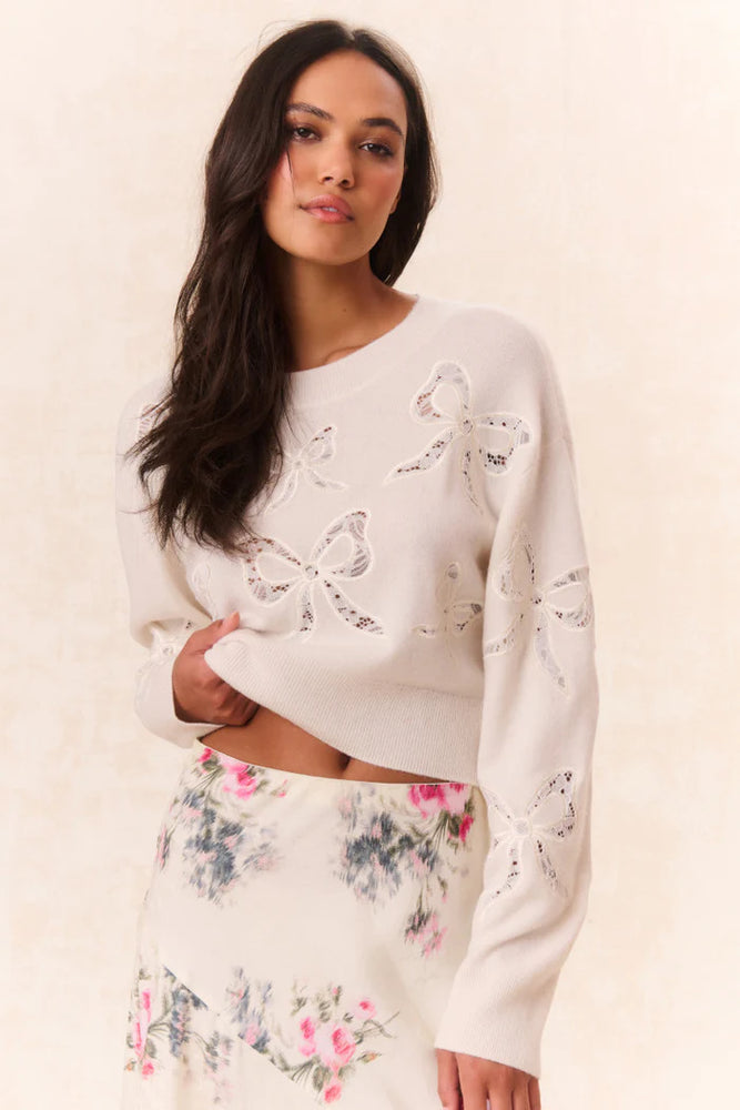 LOVESHACKFANCY  PARSON PULLOVER  MARBL MARSHMALLOW BLISS