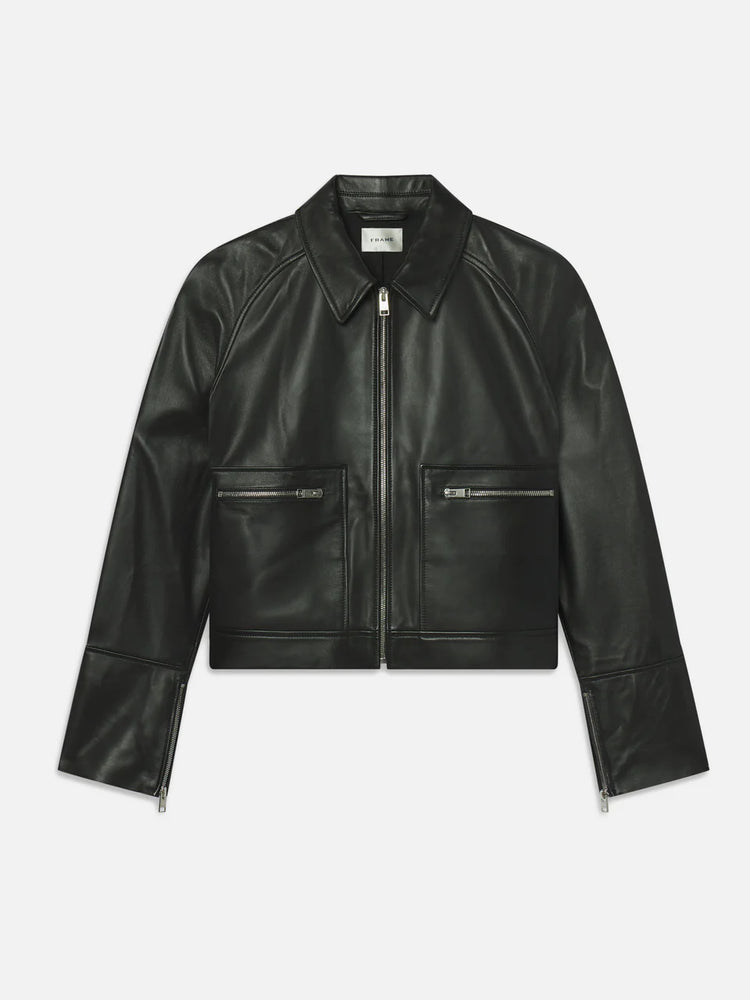 FRAME The Leather Zip Front Jacket