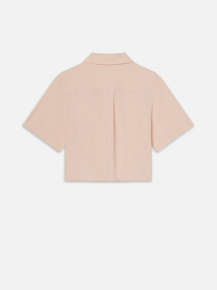 FRAME The Seersucker Cropped Shirt in Azalea Multi