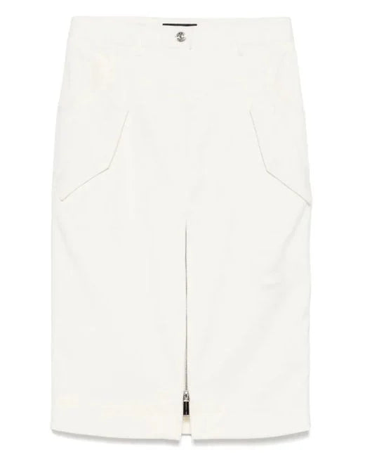 BARBARA BUI White Gabardine Midi Skirt