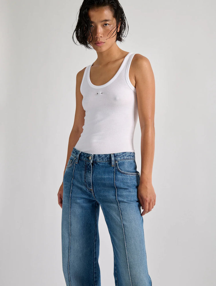 BARBARA BUI White ribbed jersey tank top