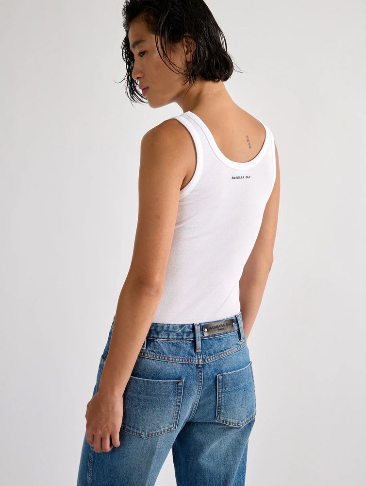 BARBARA BUI White ribbed jersey tank top