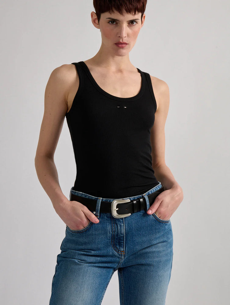 BARBARA BUI Black ribbed jersey tank top in Black