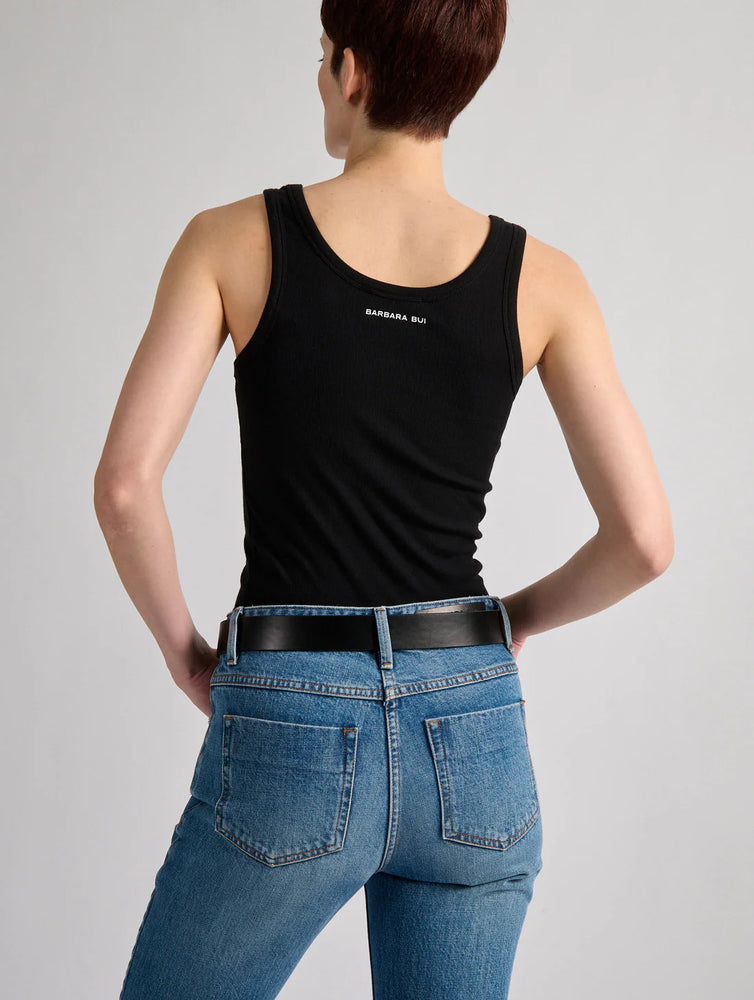 BARBARA BUI Black ribbed jersey tank top in Black