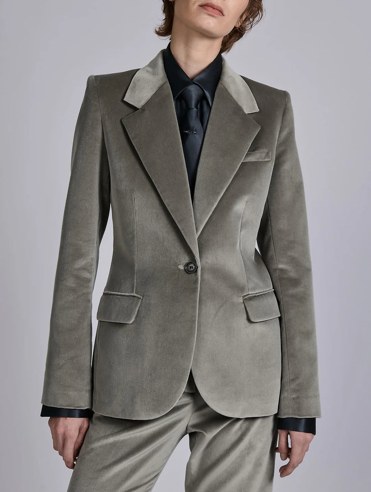 BARBARA BUI Grey velvet fitted jacket