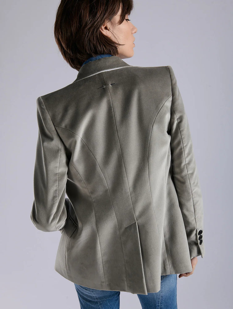 BARBARA BUI Grey velvet fitted jacket