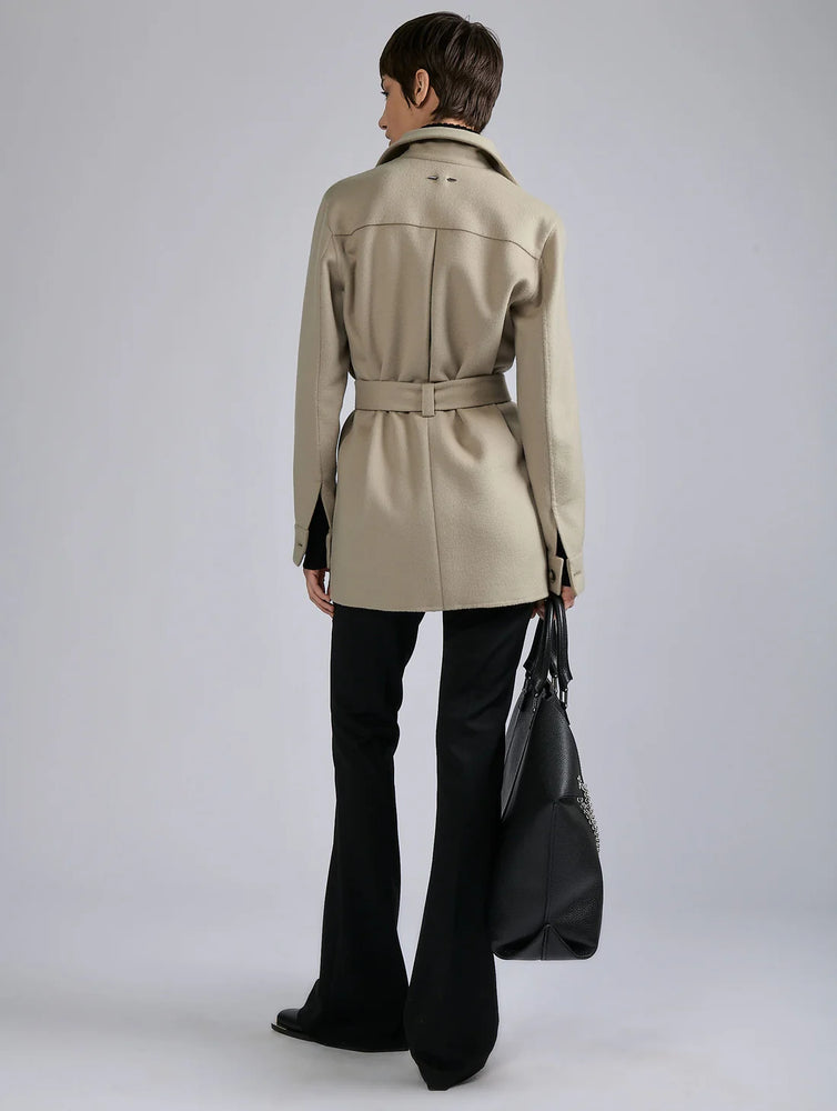 BARBARA BUI Belted jacket in double-faced sand wool-cashmere