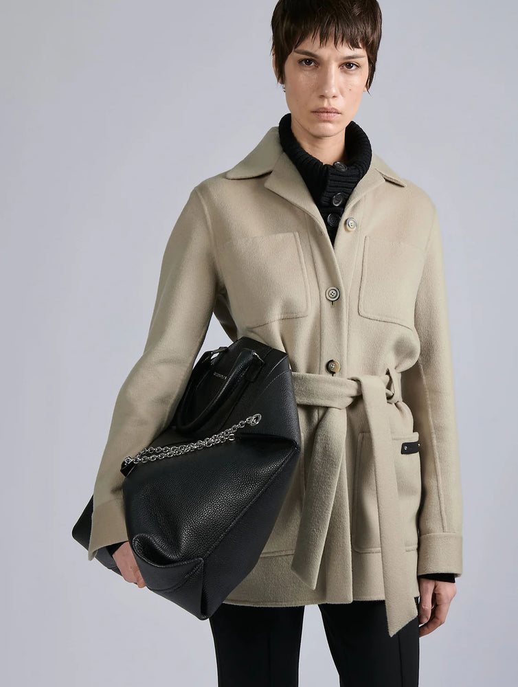 BARBARA BUI Belted jacket in double-faced sand wool-cashmere