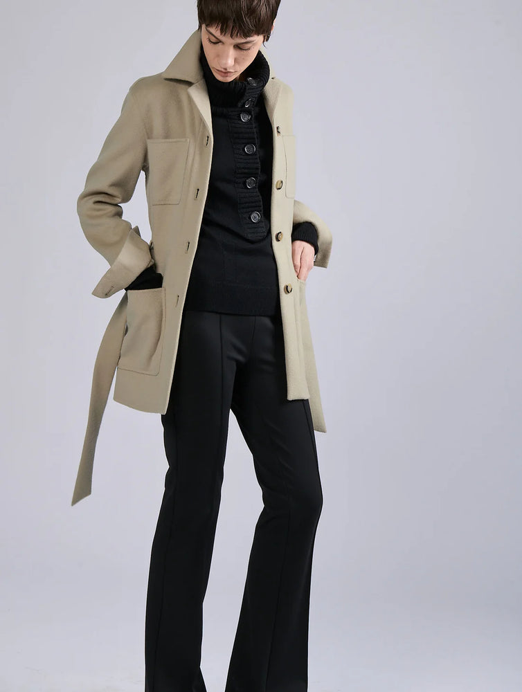 BARBARA BUI Belted jacket in double-faced sand wool-cashmere