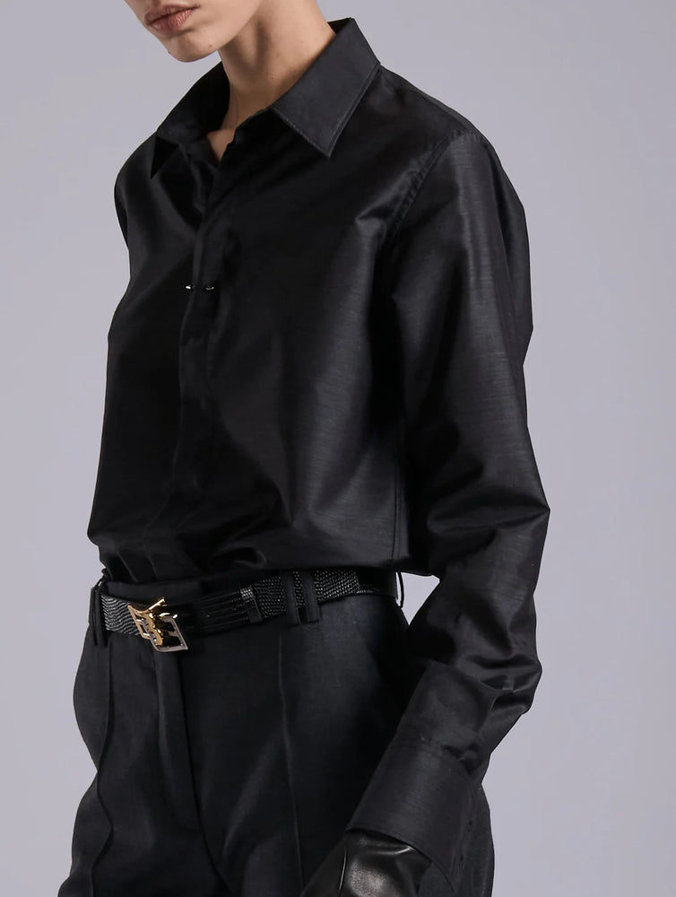 BARBARA BUI Grey extra-fine wool and silk shirt