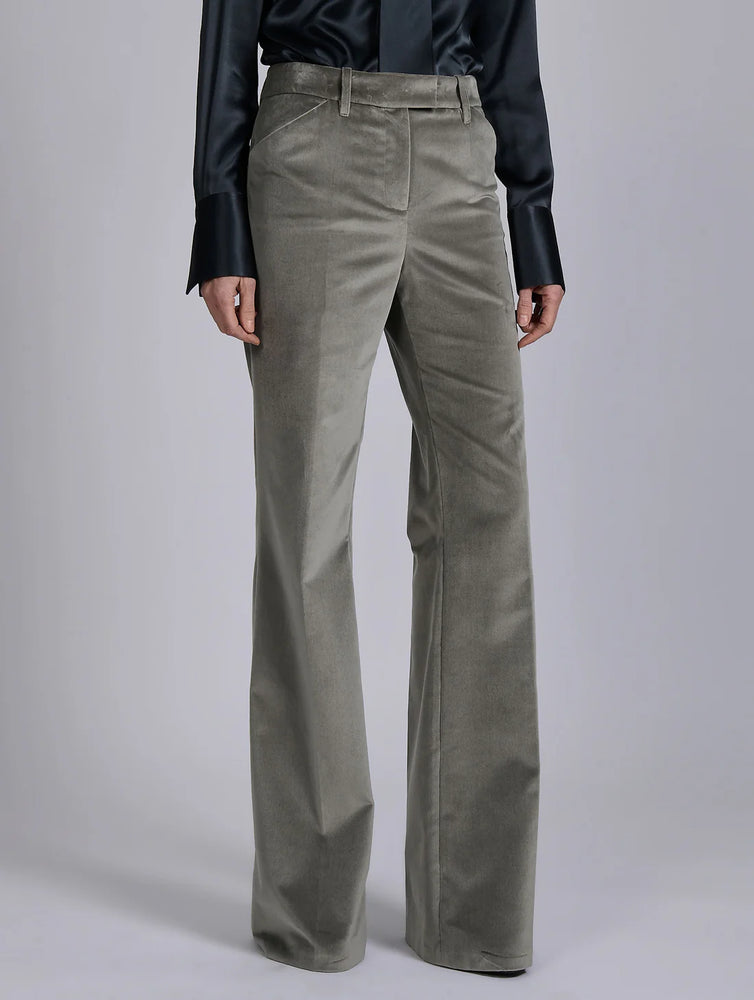 BARBARA BUI Grey velvet flare trousers