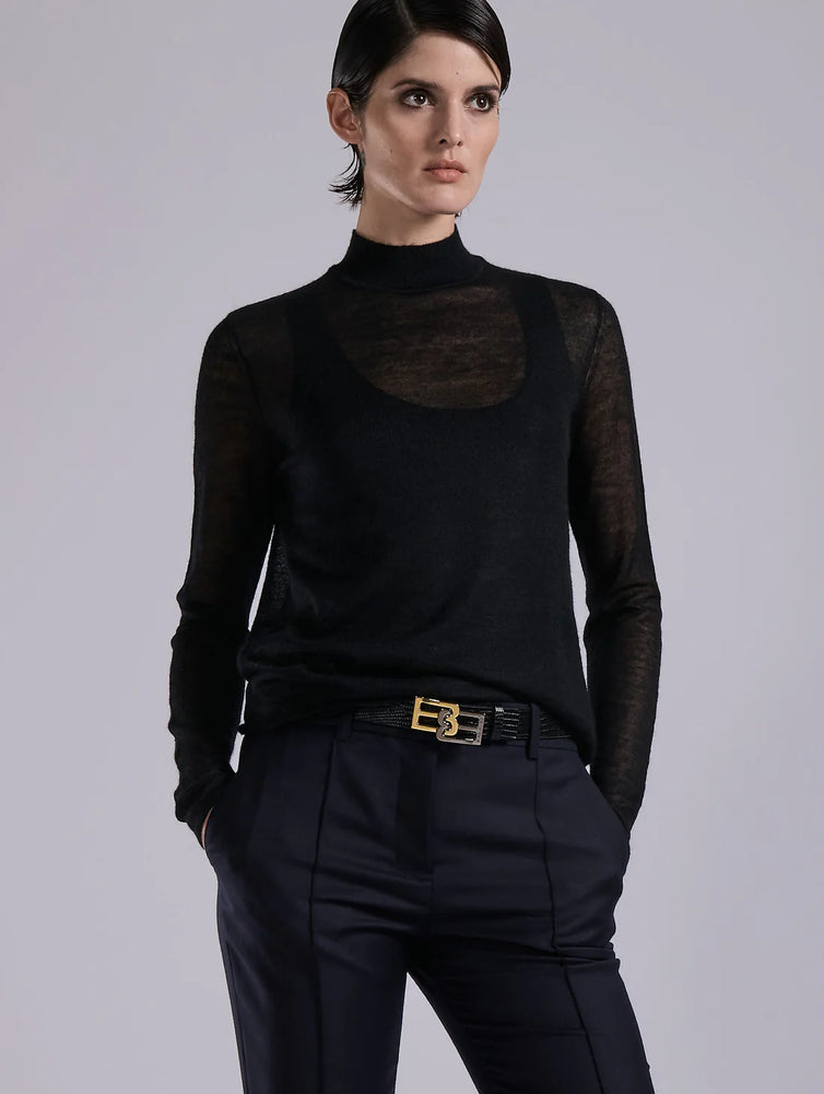 BARBARA BUI Black cashmere-touch voile knit high-neck sweater
