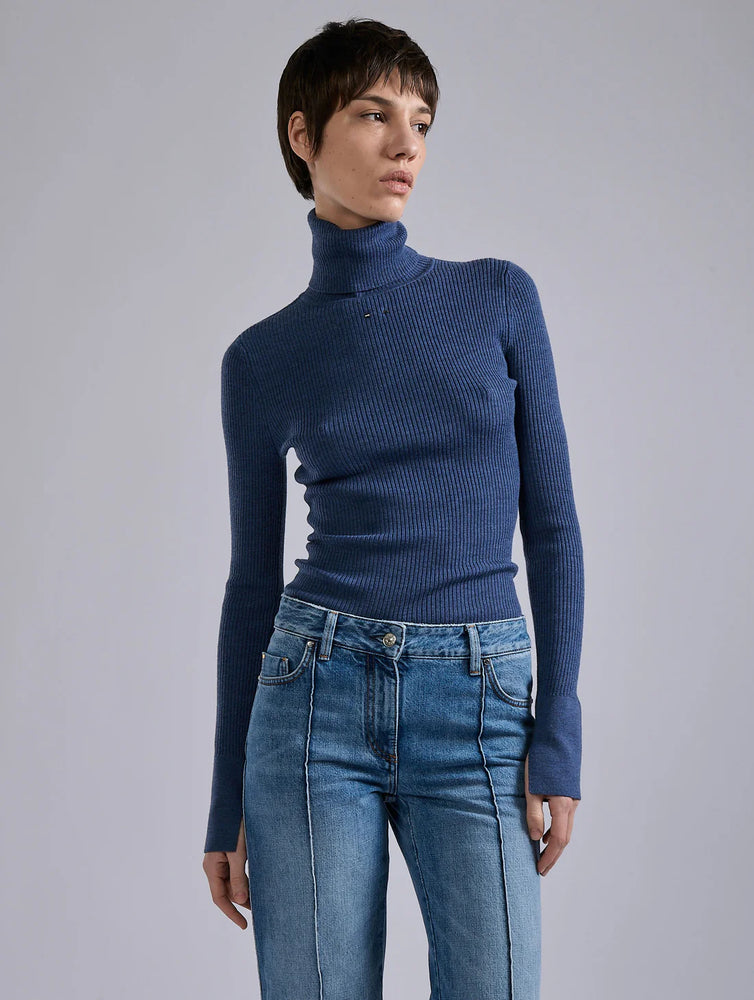 BARBARA BUI Blue merino wool turtleneck sweater
