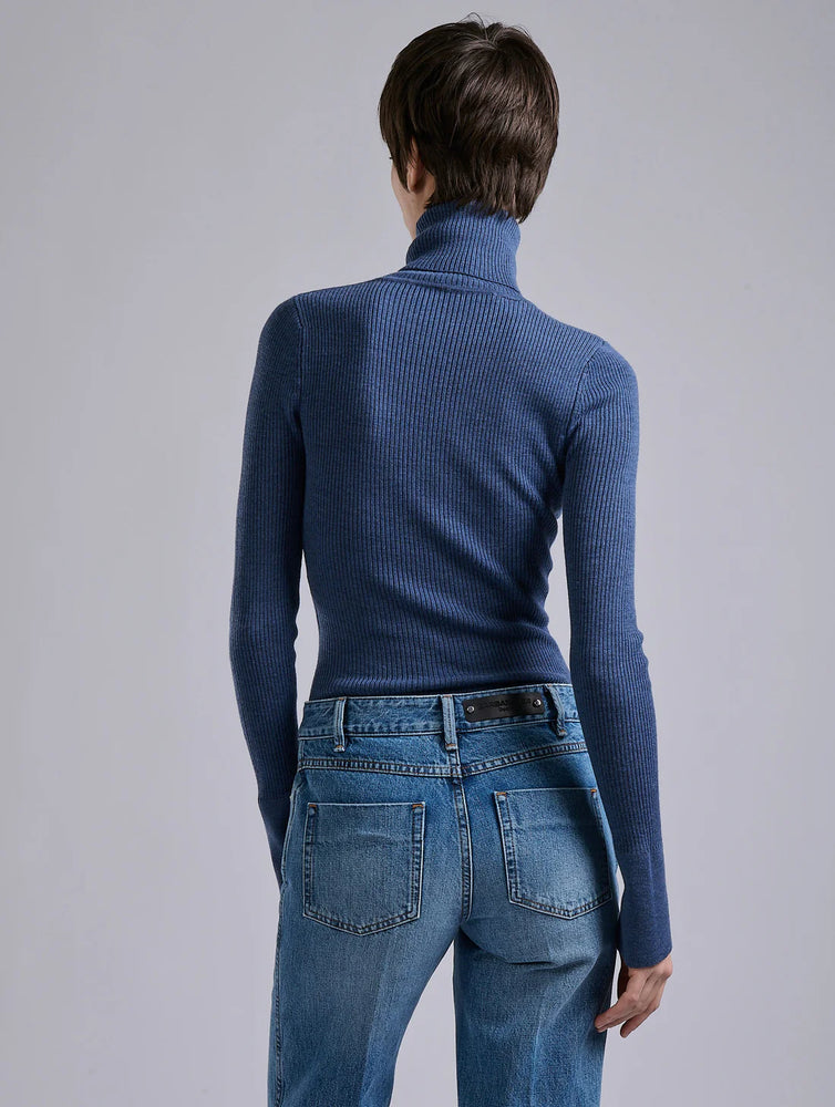 BARBARA BUI Blue merino wool turtleneck sweater