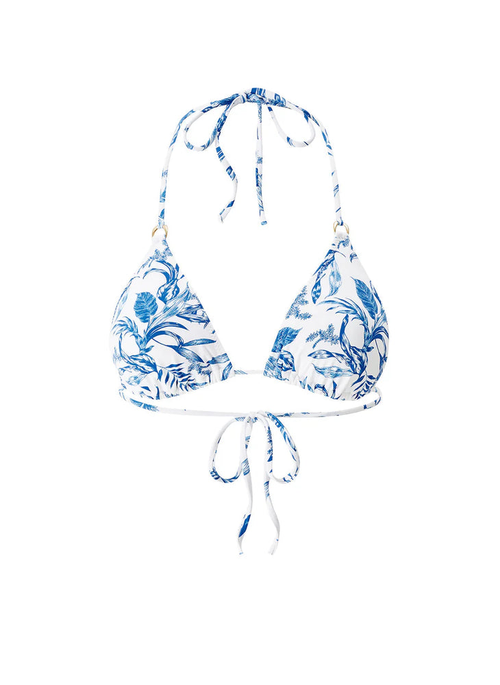 MELISSA ODABASH Key West Blue Leaf Bikini Top