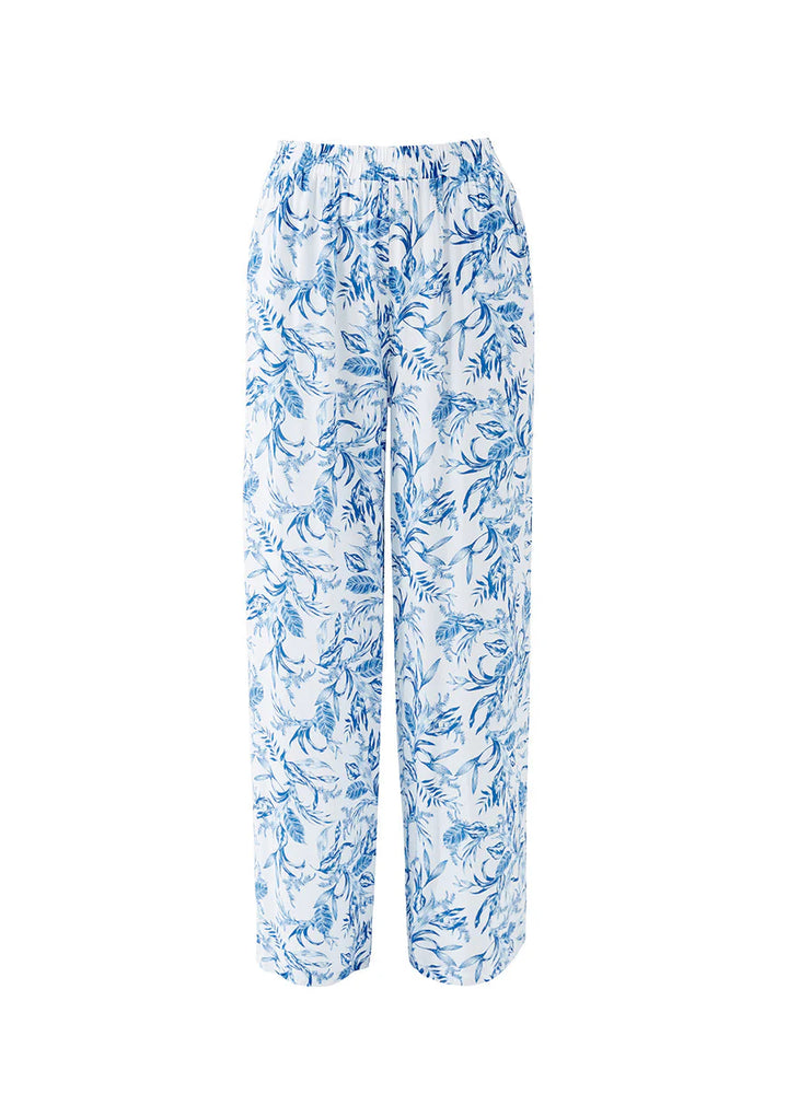 MELISSA ODABASH Olivia Blue Leaf Trousers