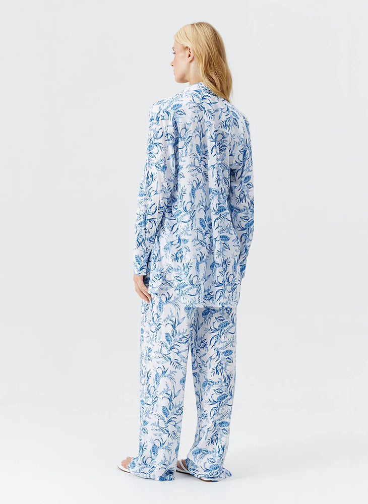 MELISSA ODABASH Olivia Blue Leaf Trousers