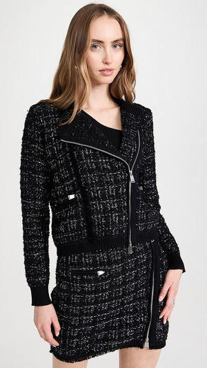 SIMKHAI  Alamdea Asymmetric Zip Up Jacket black