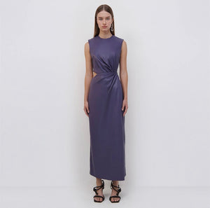 SIMKHAI TONI VEGAN LEATHER MIDI DRESS